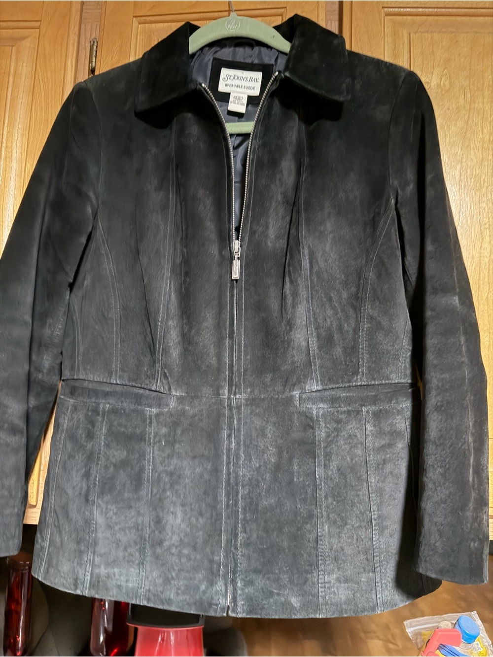 St. John's Bay Black Suede Zip-Front Women's Jacket